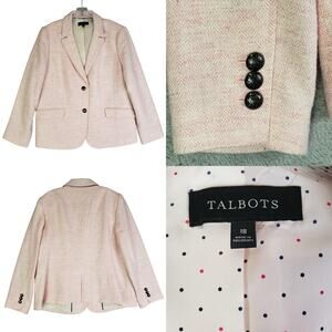 Talbots Blazer Jacket Womens Plus Size 18 Stretch Knit Button Pink Lined